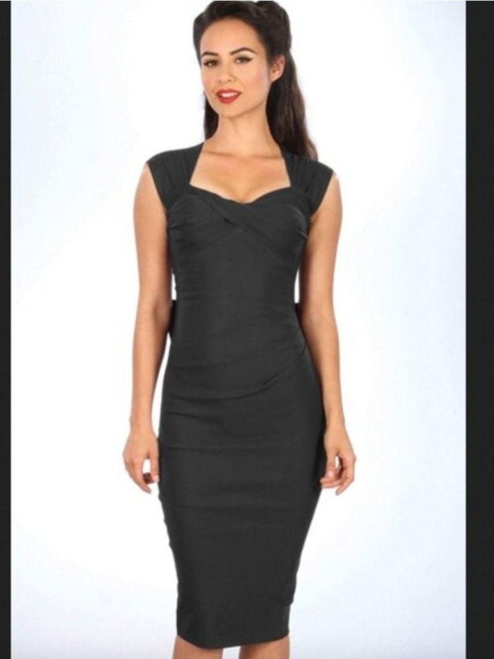 Stop Staring Classic Black Cap-Sleeve Sheath Dress